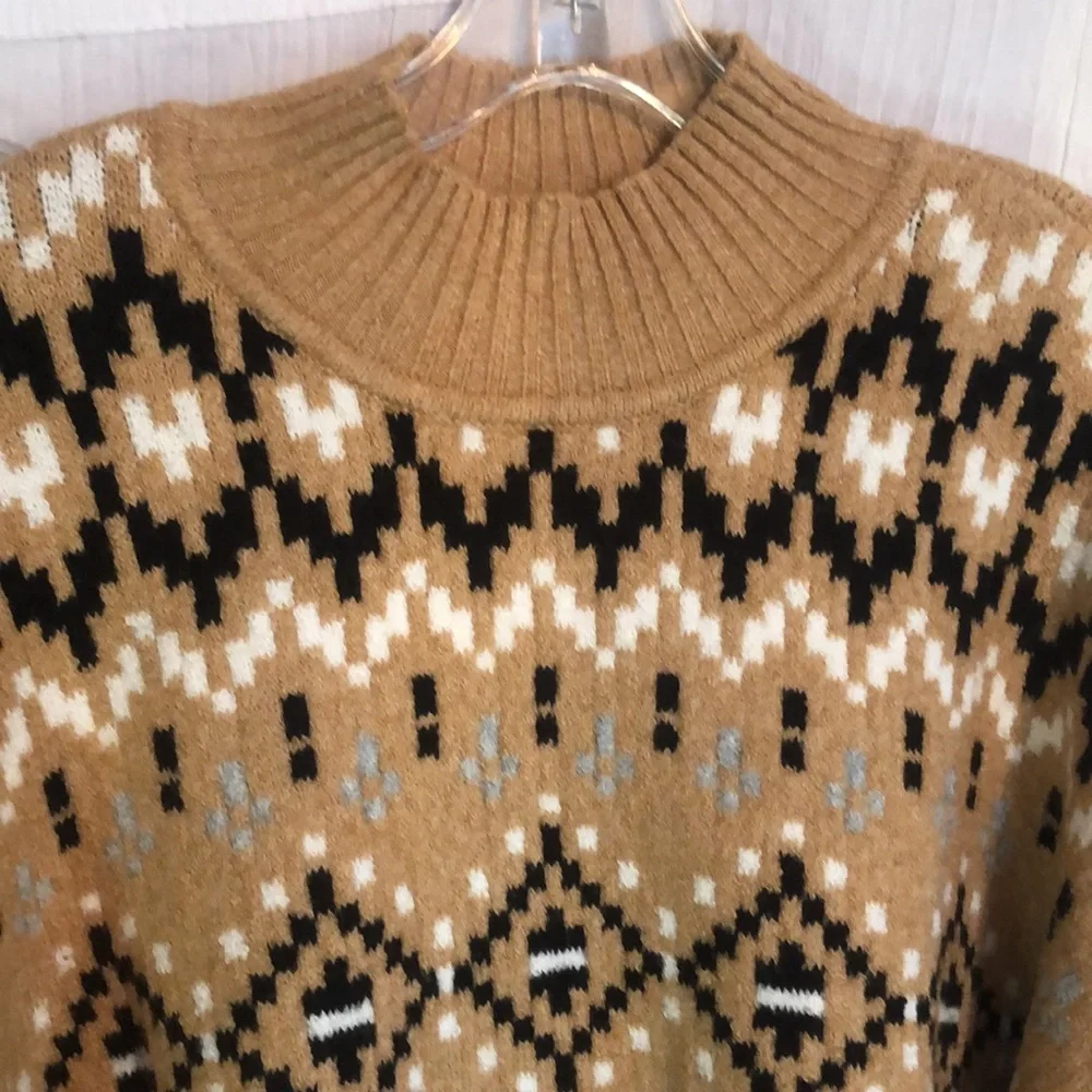LOFT lot of 2 size M chunky oversized sweaters- black cardigan & brown cowl neck